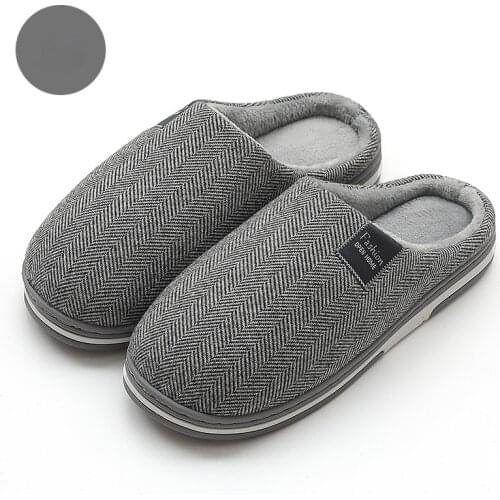 Female And Male Couple Cotton Shoes Female Autumn and Winter Home Indoor Non-Slip Warm Plush Slipper Stripe Pattern Slippers