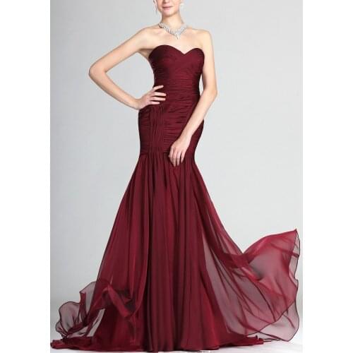 Dark Burgundy Sexy V Neck Long Evening Dress Mermaid Bridesamid Dress Maid Of Honor