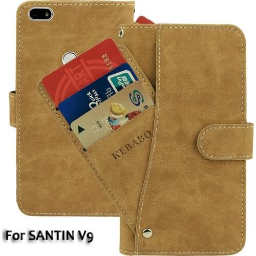 Vintage Leather Wallet SANTIN V9 Case 5.5" Flip Luxury Card Slots Cover Magnet Stand Phone Protective Bags