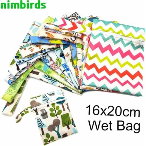 Waterproof Reusable Wet Bag Printed Nursing Pads Bags PUL Zipper Diaper Bag Travel Menstrual Pad Wet Dry Bags 16x20cm Wholesale