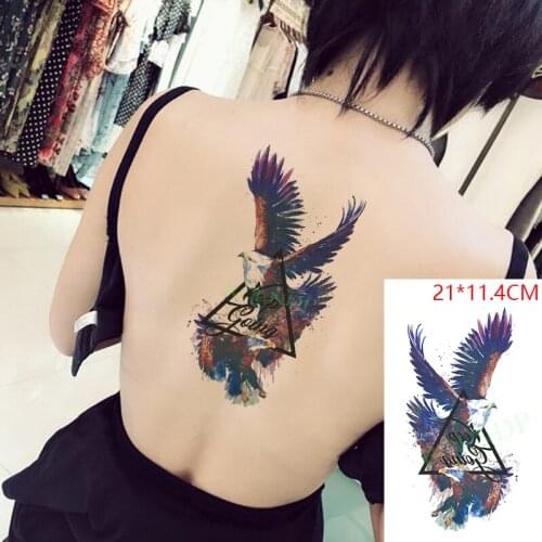 Waterproof Temporary Tattoo Stickers English " Keep Going " Eagle Wings Triangle Fake Tatto Flash Tatoo Body Art for Women Men