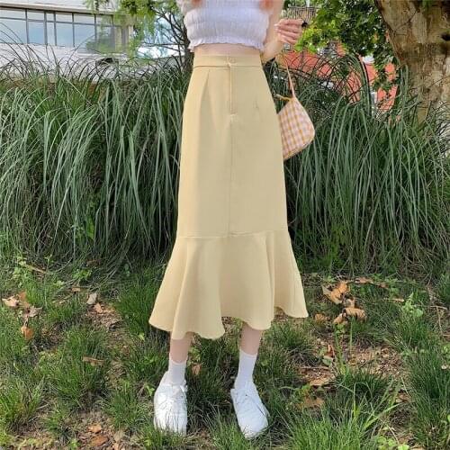 Skirt Temperament Lotus Leaf White Skirt Female Summer New Style Korean Style High Waist Thin Section Mid-length Skirt