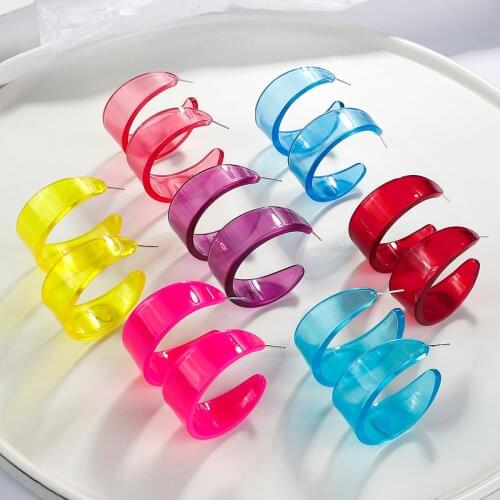 AENSOA 2020 Korean C type Acrylic Drop Earrings For Women Fashion Simple Multicolor Plastic Resin Earrings Costume Jewellery