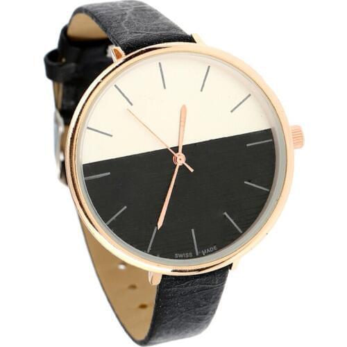 Art watch scribble Gnova Platinum Women size thin band PU Leather Double Color Face Girl Casual Dress Geneva Style Wristwatch