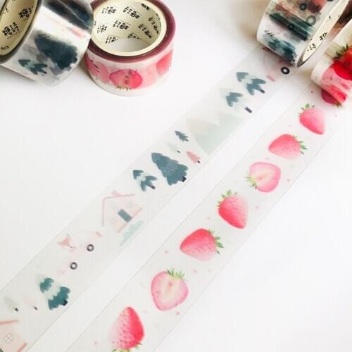 1 Roll 2.5cm *5 Meters Kawaii Forest Fox Strawberry PVC Decorative Tape Stick Label