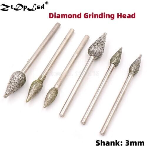 1Pcs 3MM Shank Diamond Coated Cylindrical Burr Chainsaw Sharpener Stone File Chain Sharpening Carving Grinding Tools Grind Head