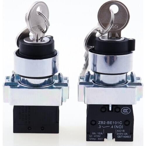 10pcs 22mm 220VAC Rotary Selector Switches XB2-BG21 XB2-BG53 XB2-BG33 Rotary Key Lock Select Switch 400VAC 16A