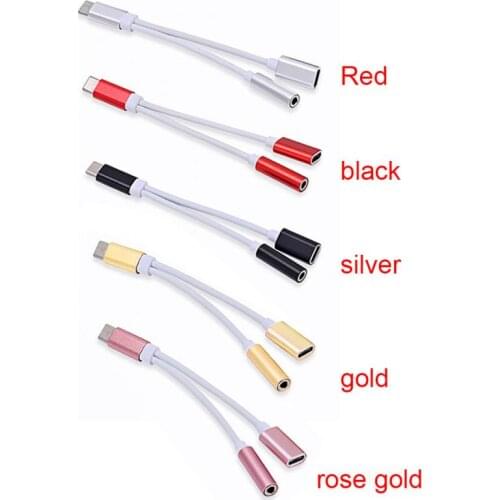 100pcs 2 in 1 usb Cable USB Type C to 3.5mm Jack AUX Audio Cable Portable Type-C To 3.5mm Connector Adapter For Mobilephone