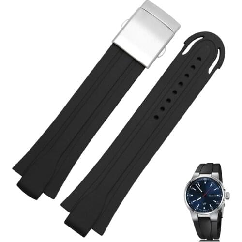 24*11mm Waterproof Watchband Rubber Silicone Strap for Oris Watch Diving Sport Watchstrap Black for AQUIS Bracelet Double Buckl