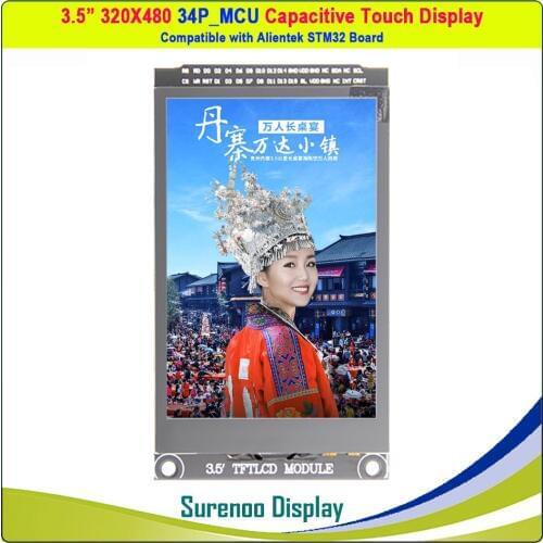 3.5 inch 480*320 8/16-Bit Parallel MCU ILI9488 TFT LCD Module Display Screen w/ GT911 Capacitive Touch Panel & PCB Adpater