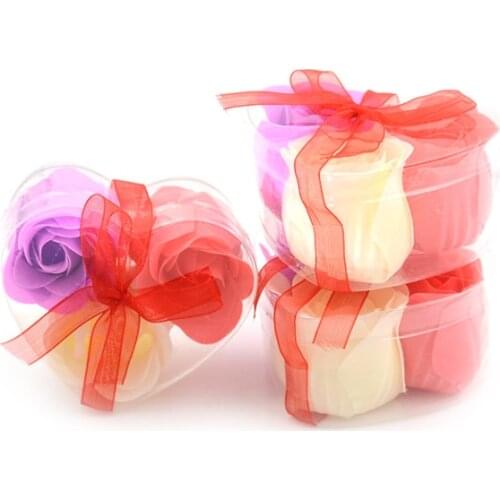 3Pcs/Box Colorful Scented Petal Bath Body Paper Soap Rose Flower Favor Decor