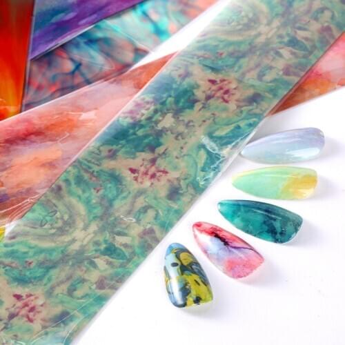 4*100CM Holographic Nail Art Transfer Foil Sticker Starry AB Paper Wraps Adhesive Decals Nails Decoration Accessories 10pcs/set