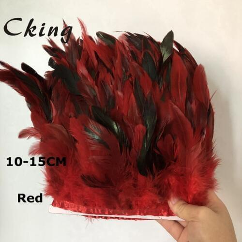 5-10 meter Natural 10-15CM 4-6inch High Quality Rooster Feather Fringe Trim With Satin Ribbon Tape Strip For Dress Skirt Costume
