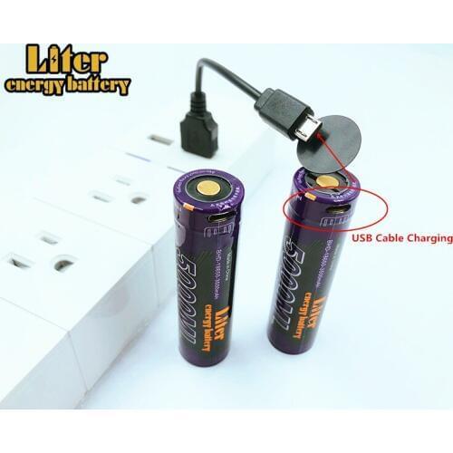 5PCS Liter energy battery USB 18650 3500mAh 3.7V Li-ion Rechargebale battery USB 5000ML Li-ion battery + USB wire