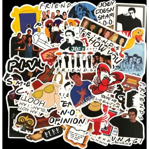 50pcs Friends Poster Stickers Tv Show Letter Vintage Paster Gift Toy Cosplay Decal Scrapbooking DIY Phone Laptop Waterproof