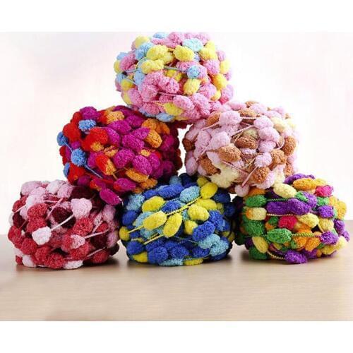 ６balls/lot 810g Thick Woolen Big Rainbow Pom Pom Yarn Soft Baby Cashmere Yarn Hand Knitting Crochet Yarn for DIY Cushion