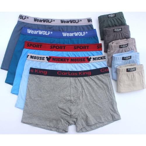 6Pcs/Lot 100% Cotton Boxer Men Underwear Four Shorts Underpants MenS Boxers Shorts Breathable Pure color Random
