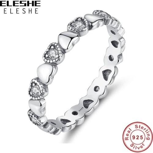 925 Sterling Silver Rings Simple Infinity Love Heart CZ Crystal Finger Ring for Women Wedding Engagement Jewelry Gift