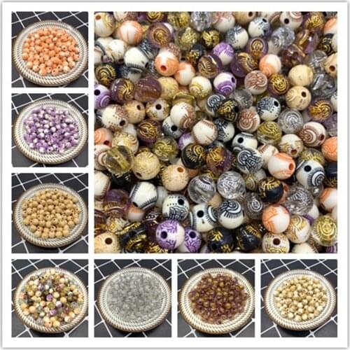 8mm 50pcs Acrylic Beads Earrings Necklace Accessories Beads For DIY Jewelry Necklace Bracelet Making