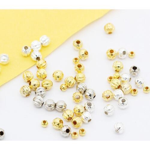 3MM/5MM Pumpkin Positioning Beads Alloy Silver/Gold Ball Chinese Beads Crafts Diy Handmade Bracelet Headdress Beaded Accessories