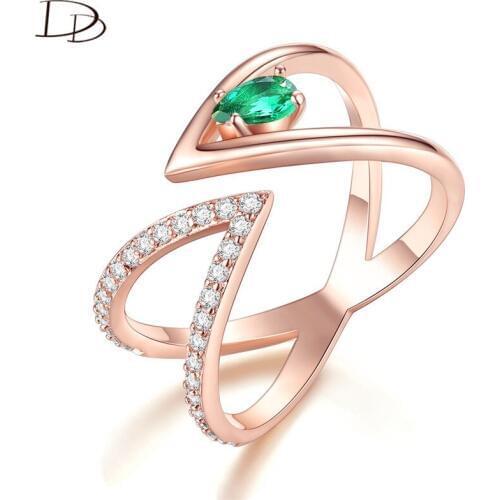 DODO Fashion "V" Shape Open-End Rings For Women Rose Gold Color Fancy Pink Blue Green AAA Zircon Inlay Anel Mujer Jewelry R372