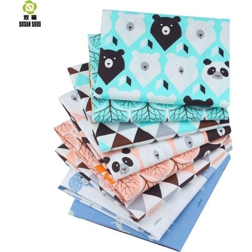 ShuanShuo Bear&Fox&Penguin Cotton Patchwork Tissue Fabric Of Handmade DIY Quilting Sewing Baby&Children Sheets 40*50cm 8pcs/Lot