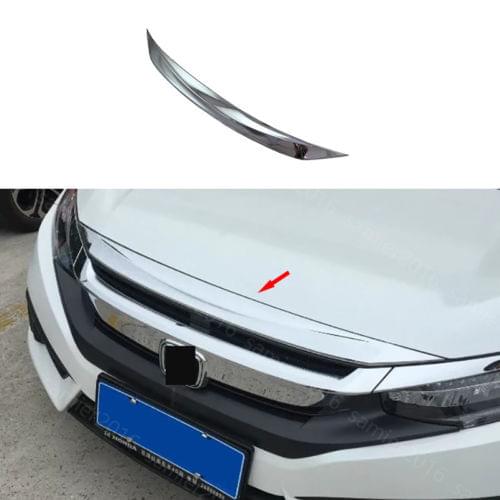 Chrome Fit For Honda Civic 202016 2017 Front Grill Grille Bonnet Cover Trim Molding