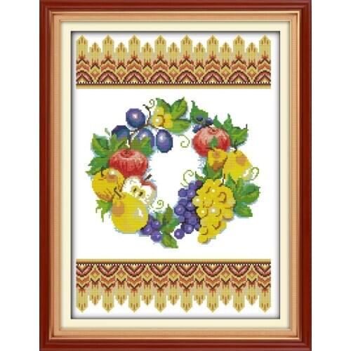 Joy Sunday Fruits Tapestry Counted Cross Stitch Kits 11&14CTCross Stitch Embroidery Needlework for Home Decor Handmade DIY Gift