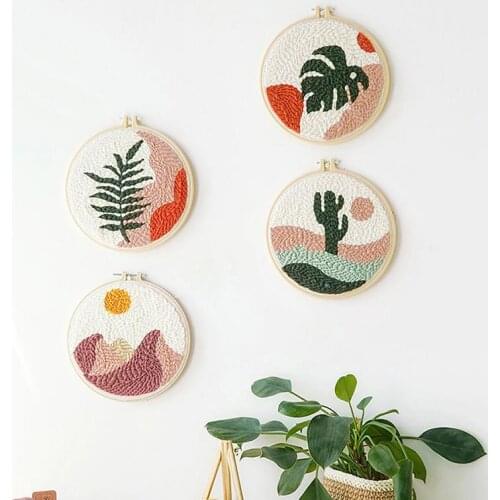 Cactus Punch Needle Kit, Leaves Punch Needle, Handmade Gift, DIY Beginner Embroidery Kit, Punch Kit with Yarn, Rug Hooking