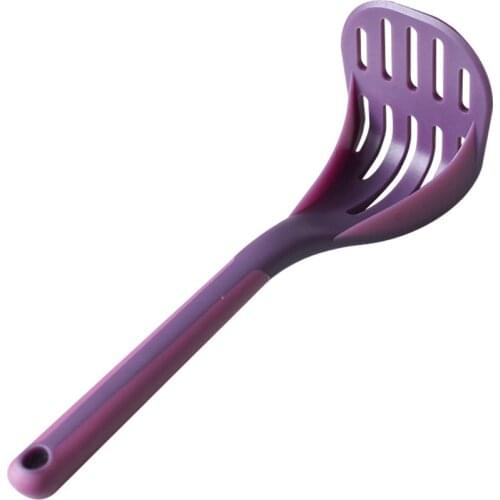 Potato Masher Plus Spoon Food Masher Fruit And Vegetable Press With Ergonomic Handle Purple