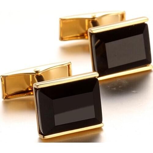 Classic Black Onyx Cufflinks Luxury Carnelian Cuff Links Gold And Silver Color Suit Cuff Button Men Fashion Jewelry 10pair