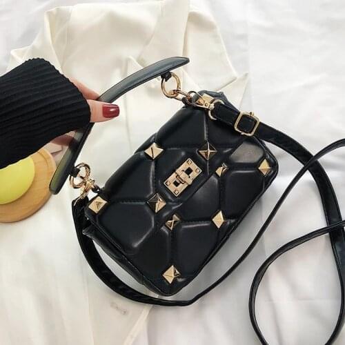 Small Rivet Design PU Leather Crossbody Bag for Women 2021 Simple Totes Shoulder Bag Lady Luxury Brand Handbags and Purses