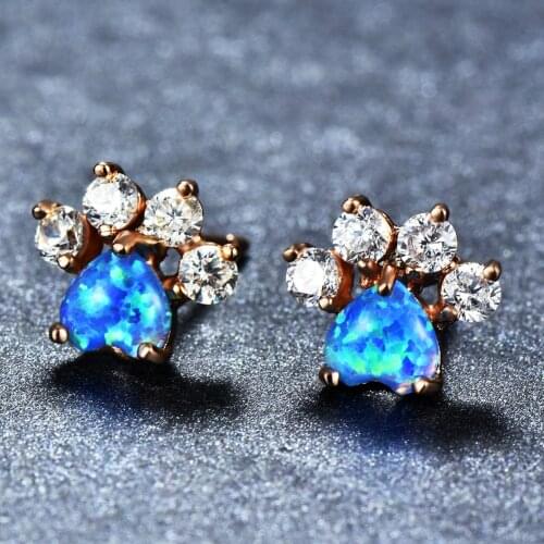 Cute Cat Claws Shaped Earrings Rhinestone Copper Ear Piercing for Girls and Women Fashion Jewelry Accessories