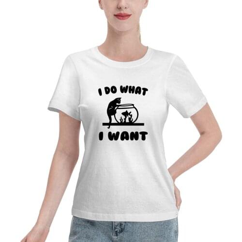 Fashion Summer Tops T Shirt I Do What I Want Funny Cat Tshirt Graphic Tee Cute Women T-shirt Female Shirt 90s Girls Tee Tshirt