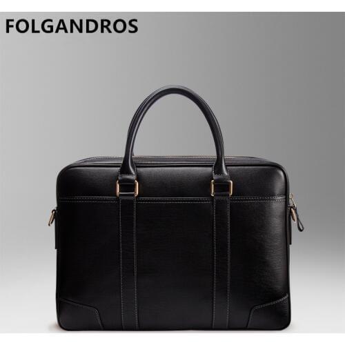 2019 Designer Genuine Leather Briefcases Men Brand Business Laptop Shoulder Bag High Quality Vintage England Style Messenger Bag