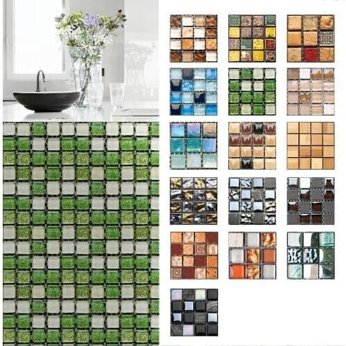 10pcs Kitchen Wall Stickers Tile Stickers Waterproof Self Adhesive 3D Mosaic Sticker PVC Decal Home Decor Accessories