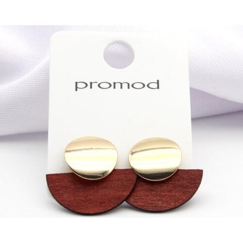 New Earrings Chic Vintage Gold wooden Round style Lady stud Simple Women ear ring Handmade Fashion Geometric cute earring 20216