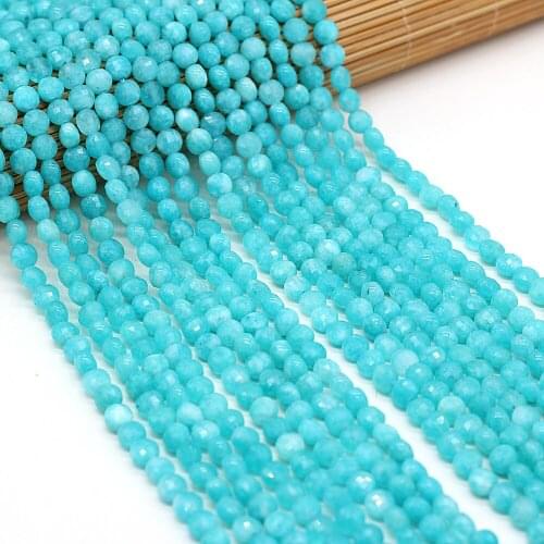 New Natural Amazonite Stone Beads Faceted Tianhe Stone Loose Isolation Beads DIY for Jewelry Making Charm Necklace Bracelet 14