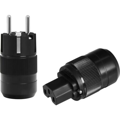 Pair RE+RC Unprint pairs High End Rhodium Plated EUR Schuko EU Power Plug & IEC Connector plug