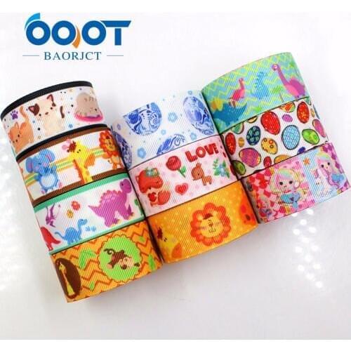 OOOT BAORJCT 181131 25 mm 10 yard cartoon Ribbons Thermal transfer Printed grosgrain Wedding Accessories DIY handmade material