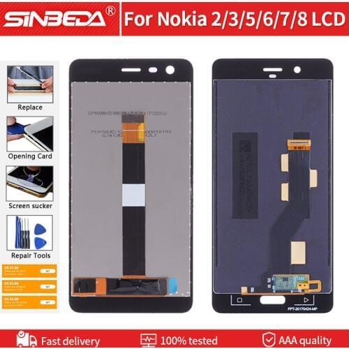 Original LCD Digitizer For Nokia 2 3 5 6 7 8 LCD Display Touch Screen Assembly Replacement Test OK For Tools For Nokia 8 6 LCD