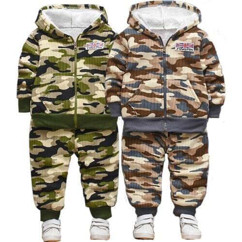 2020 Autumn winter warm suit boys' suit 2-4 years old baby suit girls' sports suit boys' sportswear + pants two piece warm suit