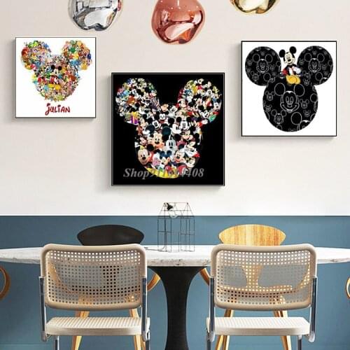 Disney Anime Mickey Canvas Painting Posters and Prints Mickey Mouse Head Modern Wall Art Picture for Kids Living Room Home Decor