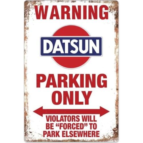 Warning Datsun Parking Only Vintage Garage Tin Sign