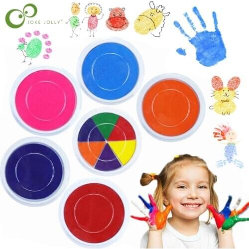 Funny 6 Colors Ink Pad Stamp DIY Finger Painting Craft Cardmaking For Kids Montessori Drawing baby toys 0-12 months Kids Toy GYH