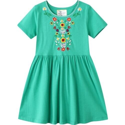 Sequined Pony ~ Summer Europe and America Fan Childrens Clothing 1-7 Years Old Baby Girls Pure Cotton Short Sleeve Skirt Girls