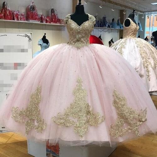 Pink Quinceanera Dresses Ball Gown Cheap 2021 Applique Lace Lace-up Sweet 16 Dress vestidos de fiesta