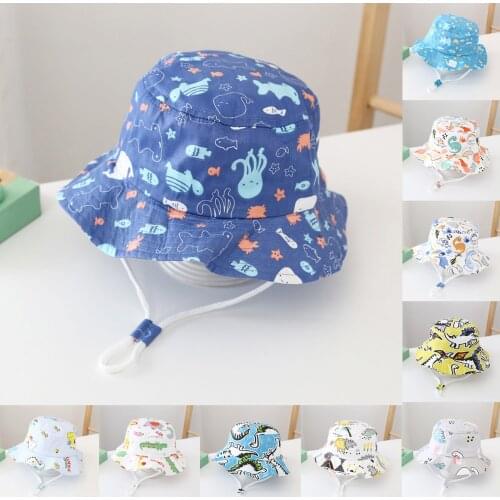 Cartoon Baby Hat Soft Spring Summer Kids Girl Boy Bucket Cap Outdoor Dinosaur Print Children Toddler Beach Fisherman Hats панама