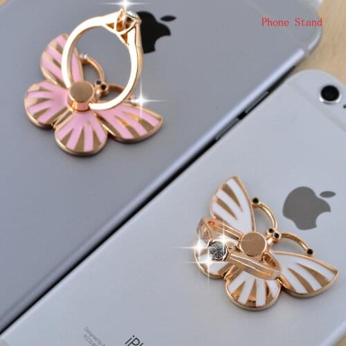 Phone Stand Grip Finger Ring Support Butterfly shape Metal Mobile Phone Holder for iPhone Samsung All mobile Phone