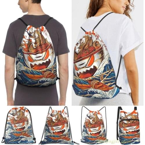 The Great Ramen Off Kanagawa Men Outdoor Travel Gym Bag Waterproof Drawstring Backpack Women Fitness Swimming Bag